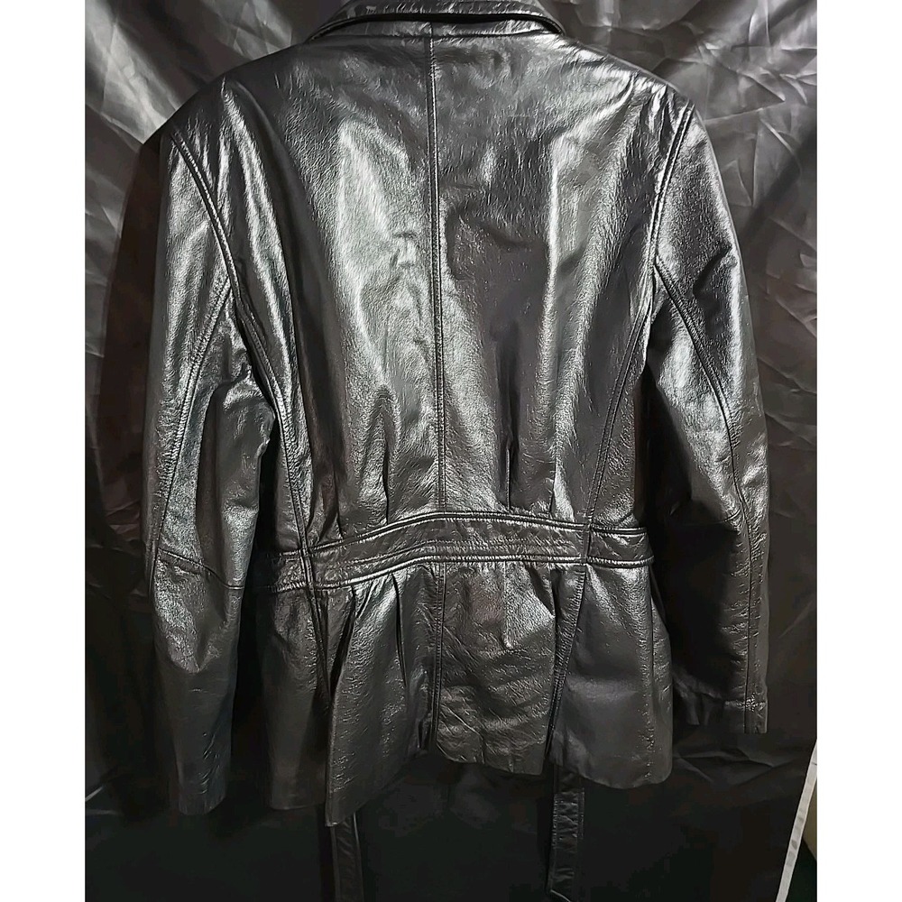 Colebrook~Classic~Leather Jacket ~Womens Size Large~ Zip-up & Tie~ Pockets GUC - Picture 7 of 10